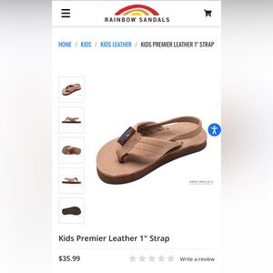 NWT Rainbow Kids’ Leather Flipflops w/ back strap SZ 7/8